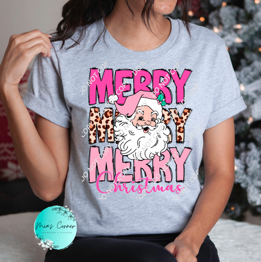 Pink Merry Merry Christmas Heat Transfer