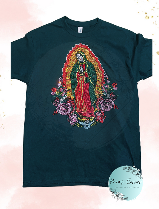 Large Virgen Rhinestone Transfer