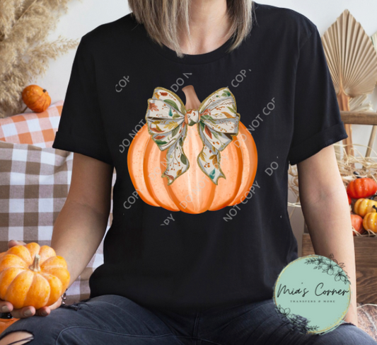 Fall Pumpkin Bow Heat Transfer