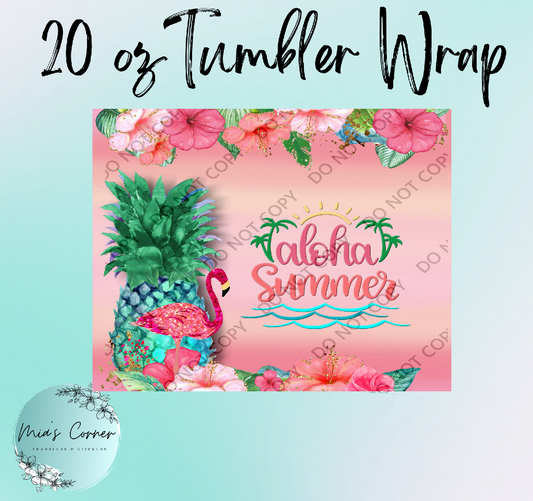 Aloha Summer 20 oz Tumbler Wrap